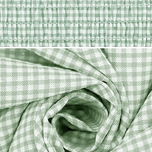 Shirred smocked bodice Midi Dress plaid green - Picture 5 of 9